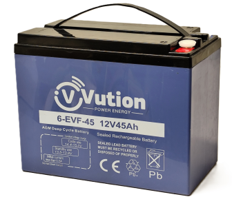 Suljettu lyijyakku VRLA-AGM/12V/45Ah/223x120x175/M5/ Deep Cycle