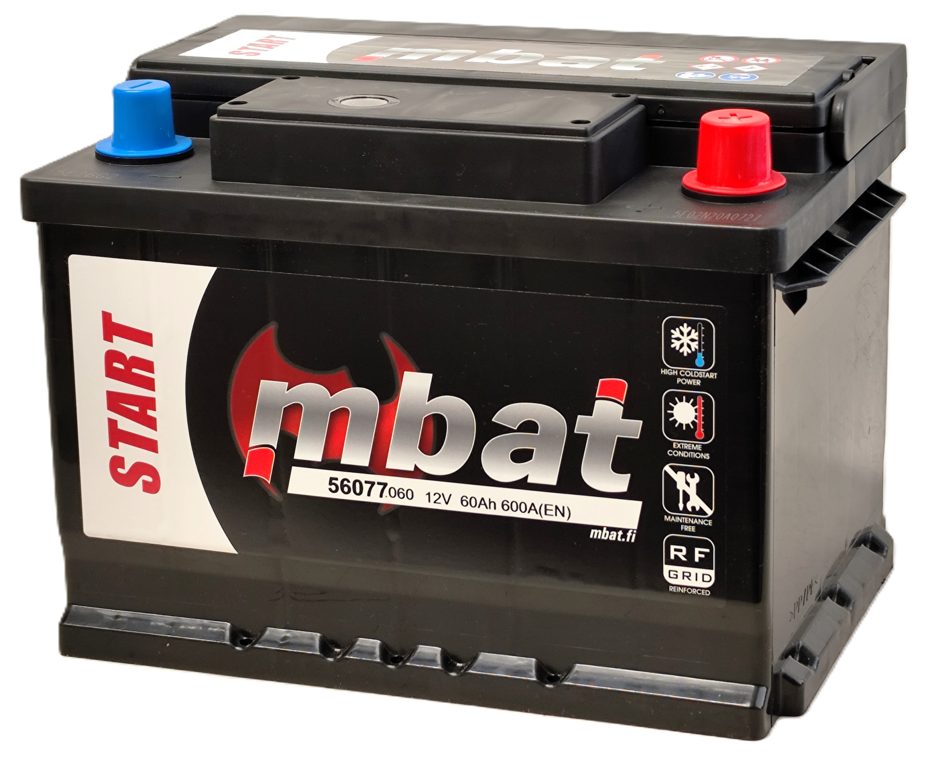 Käynnistysakku/60Ah/600A/242x175x175/B3/-+