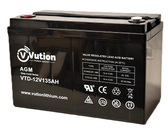 Syväpurkausakku AGM/12V/135Ah/330x173x215/M8/+-